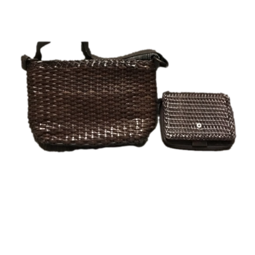 Talbots Brown Crossbody Woven Bag Set
